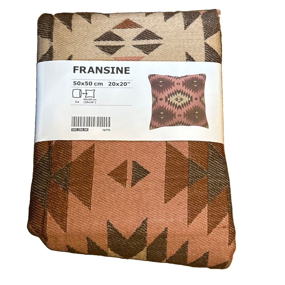 Ikea FRANSINE Pillow Cushion Cover Wool Blend 20"x20" Southwest Brown/Pink/Beige